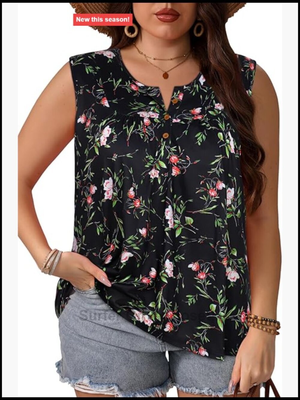 Plus Size Tank Top Loose Fit Sleeveless Button Blouse Oversized Flowy Tee Summer